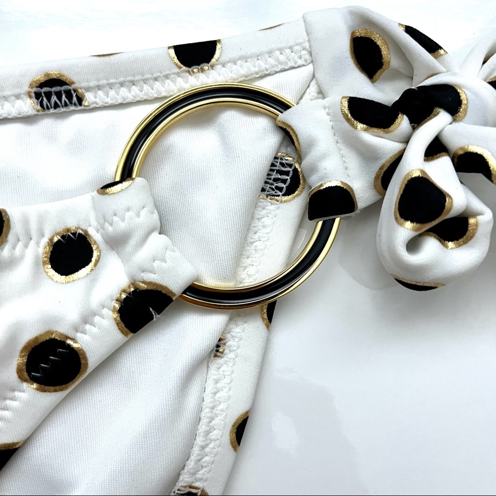 Victoria’s Secret White Bikini Bottom, Black & Gold Polka Dots Sz. Small (EUC) - Picture 3 of 4